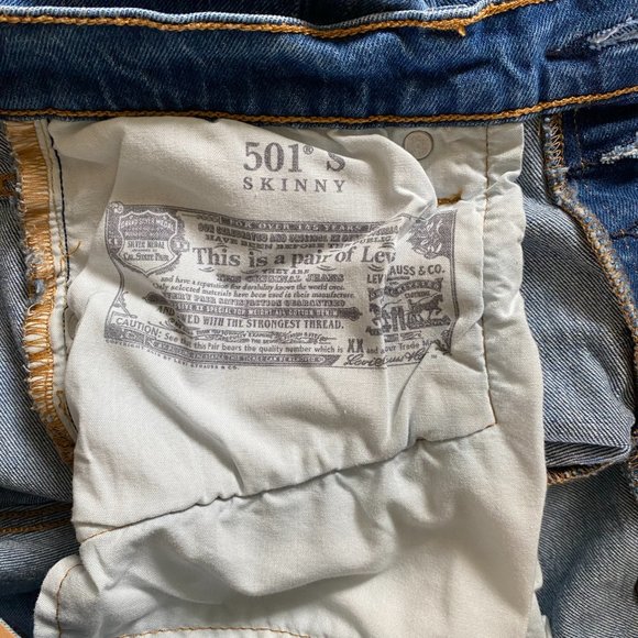 Levi's 501 S Skinny High Waisted 31x28 Womens Jean - Picture 7 of 8